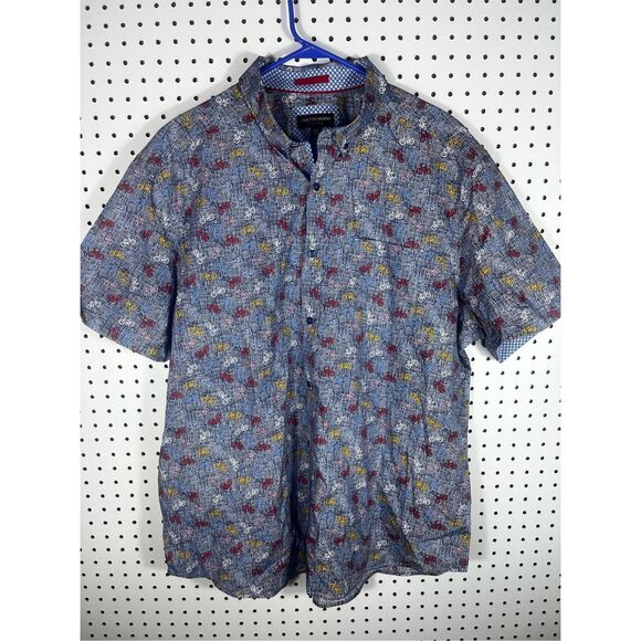 Johnston & Murphy bicycle print button down shirt size XXL - Picture 1 of 5